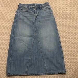 H&M Light Blue Denim Maxi Skirt with Front Panel